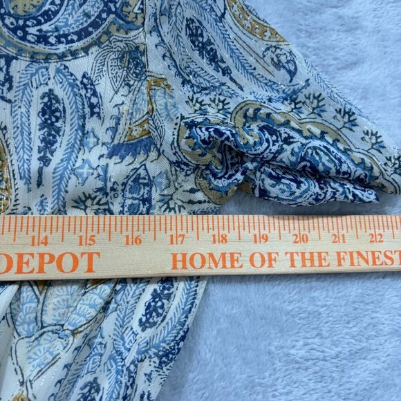 VINCE CAMUTO Paisley Print Wrap Midi Dress Sz XS Blue Yellow V Neck Collared NWT - Picture 7 of 9